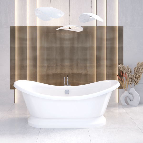 Ванна отдельностоящая FIDJI 190 х 90 см из литьевого мрамора, Aqua de ...