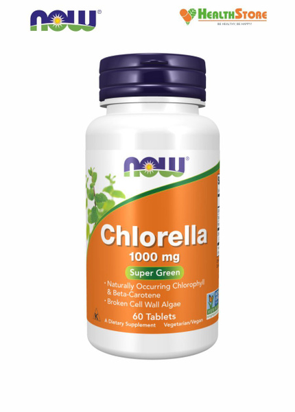 NOW Chlorella 1000мг 60 таблеток биологически активная добавка к пище ...