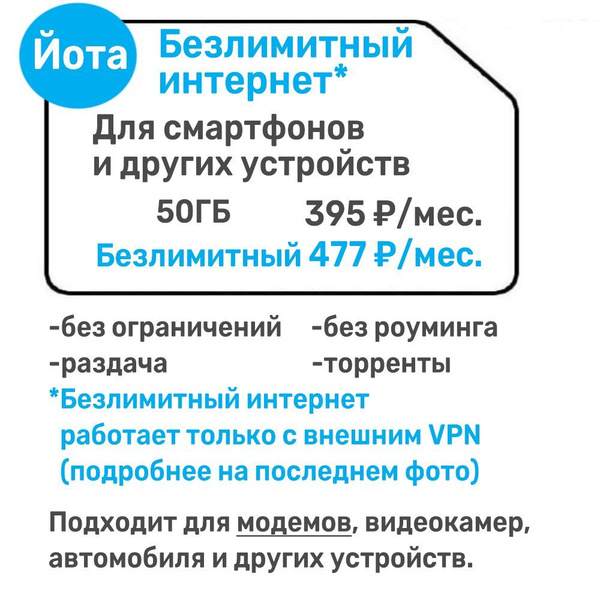 Сим карта для модема и шитых устройств, тариф от 395 рублей в месяц ...