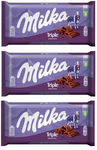 Milka Шоколадная плитка Triple Какао 3шт по 90г - купить с доставкой по ...