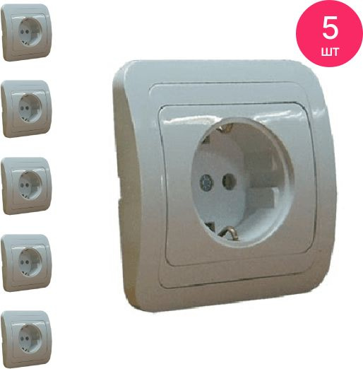 Розетка силовая штепсельная Makel / Макел Мимоза IP20 белая, 1-местная ...