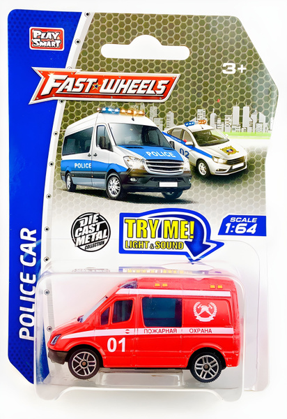 Модель металлической машины "Пожарная охрана" Fast Wheels, звук сирены ...