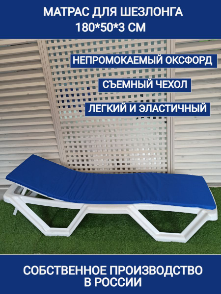 Матрас для шезлонга ЧУДО КРЕСЛО Матрас синий 1шт, Беспружинный, 50 ...