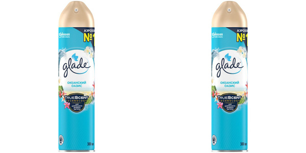 Glade Освежитель воздуха аэрозоль Океанский оазис, 300 мл, 2 шт ...