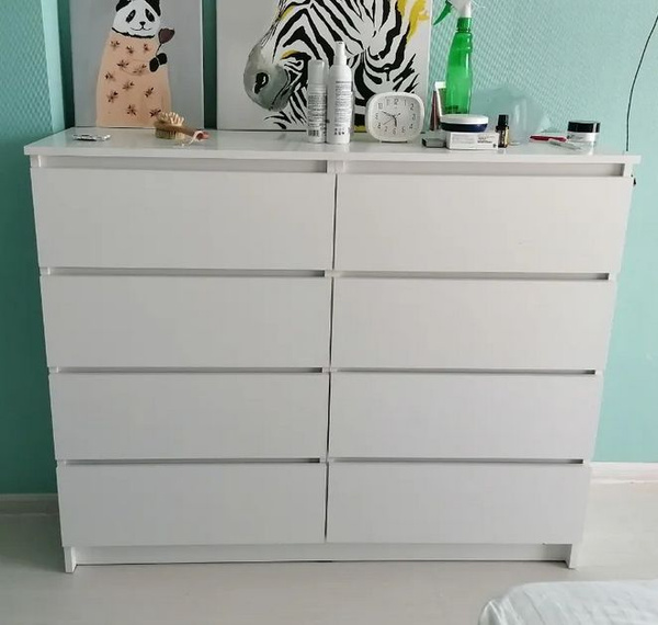 Комод для одежды без ручек высокий белый, 120x40x99 см, 8 ящ. - купить ...