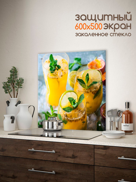Защитный экран от брызг на плиту 600х500х4мм. Стеновая панель для кухни ...