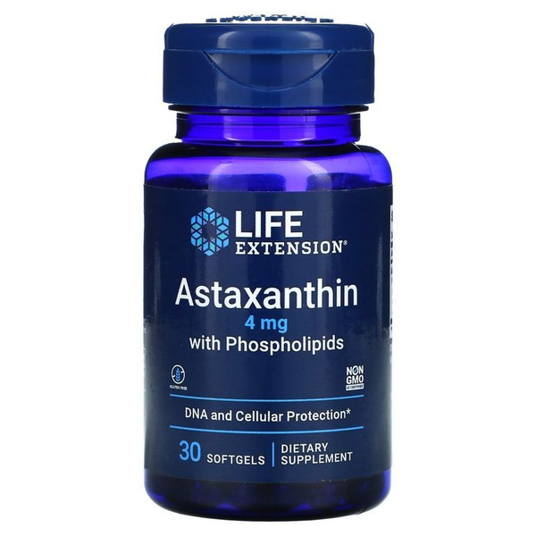 Астаксантин с фосфолипидами подсолнечника Life Extension, 4 мг 30 ...