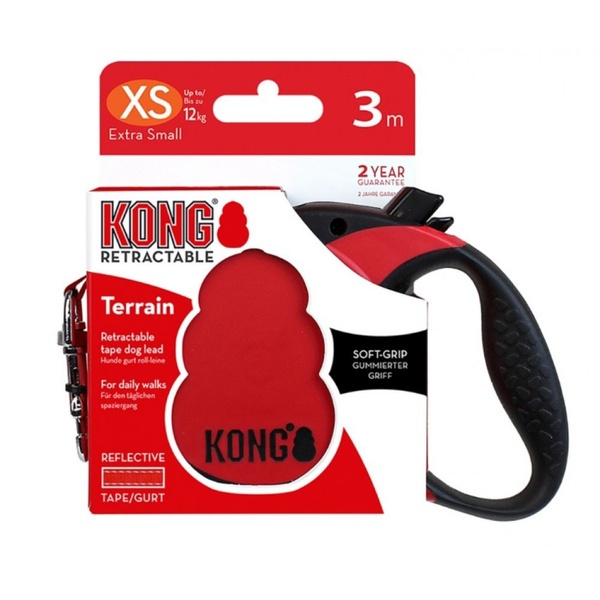 Kong Terrain Рулетка для собак весом до 12 кг длинна 3 м с лентой ...