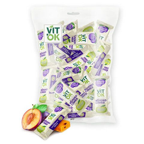 Конфеты VITOK "Фруктовая пастила" яблоко, слива, неглазированные, 500 г ...
