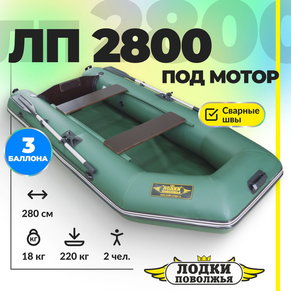 Лодка ПВХ надувная для рыбалки Лодки Поволжья 2800 стационарный транец ...