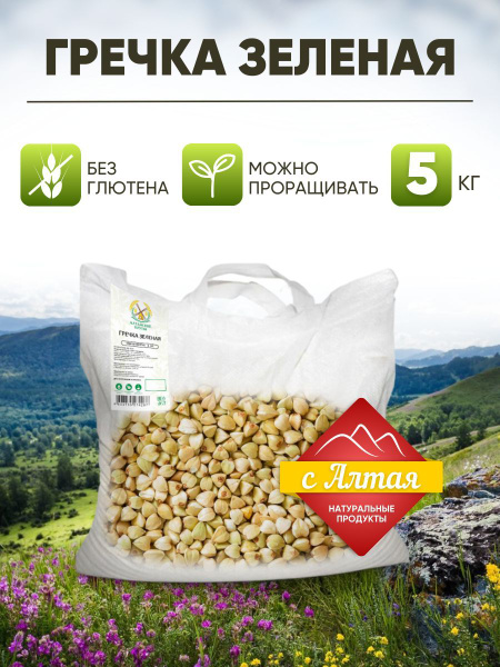 Гречка зеленая, веганский и диетические продукты, 5 кг. Греча подходит ...
