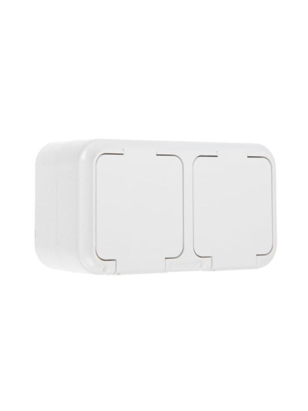 Розетка РА16-303 2-ая белая з/к с крышкой IP54 накладная - купить по ...