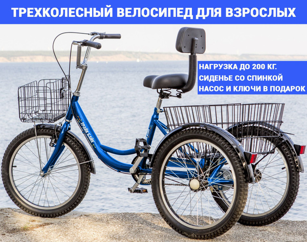 Трехколесный велосипед для взрослых ТРАЙК БАЙК 20 (колеса 20 дюймов, 1 ...