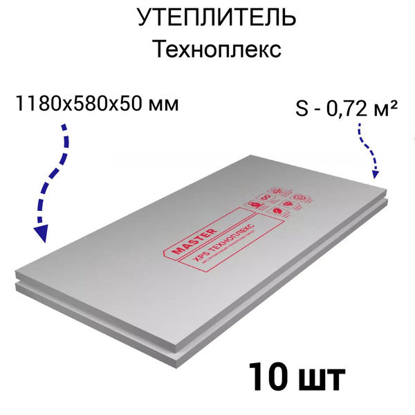 Утеплитель "Техноплекс" 10 шт, 1180x570x50 мм, экструдированный ...