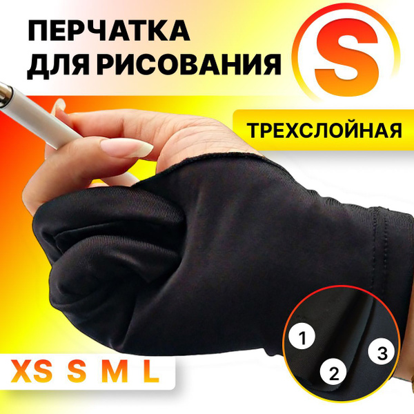 Перчатки для графического планшета Yuanshi D124_на два пальца_S, арт ...