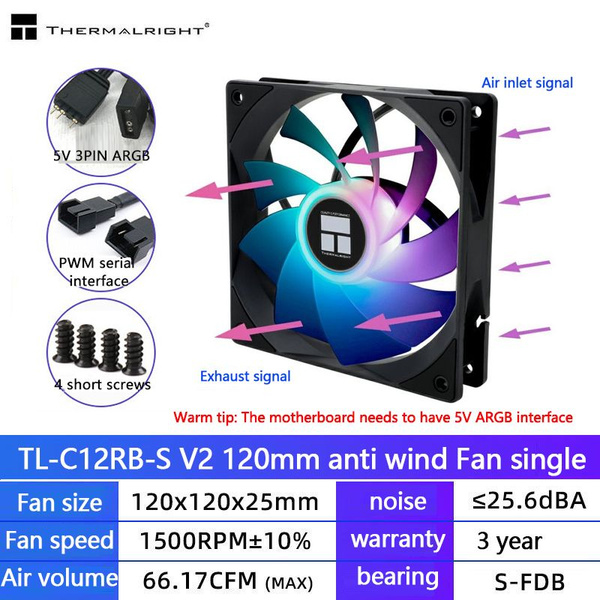 thermalright tl-c12c 120 мм охлаждающий вентилятор 5 в 3-контактный ...