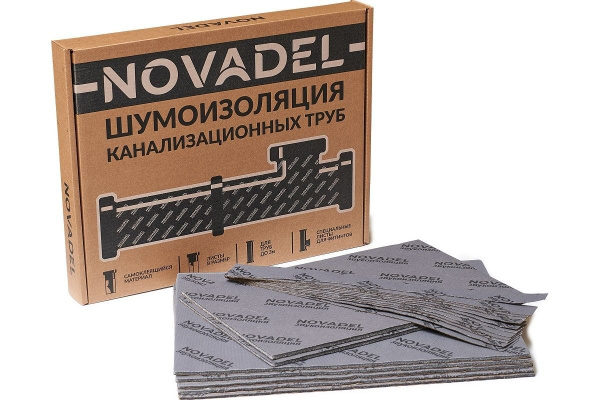 Комплект для шумоизоляции канализационных труб NOVADEL Pipe по низкой ...