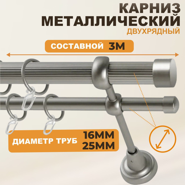 Как собрать карниз для штор двухрядный металлический с настенным креплением