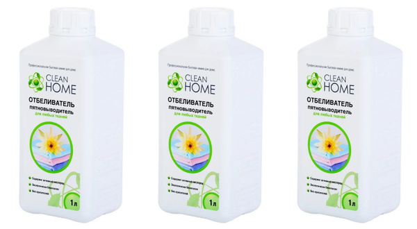 Clean Home Отбеливатель-пятновыводитель для любых тканей, 1 л, 3 штуки ...