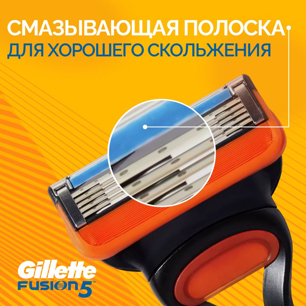 Сменные кассеты Gillette Fusion5 для мужской бритвы, 6 шт, с 5 лезвиями ...