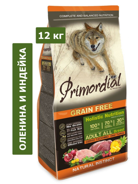 Корм для домашних животных Primordial Dog Adult (Оленина) для собак 12 ...
