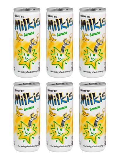 Газированный напиток Lotte Milkis / Лотте Милкис со вкусом Банана, 6 шт ...