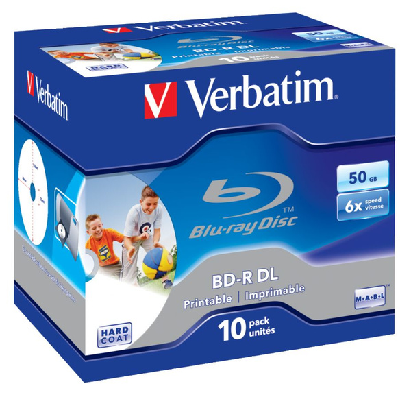 Диски Blu-ray Verbatim 43736 BD-R DL 50gb 10шт Jewel Case Printable ...