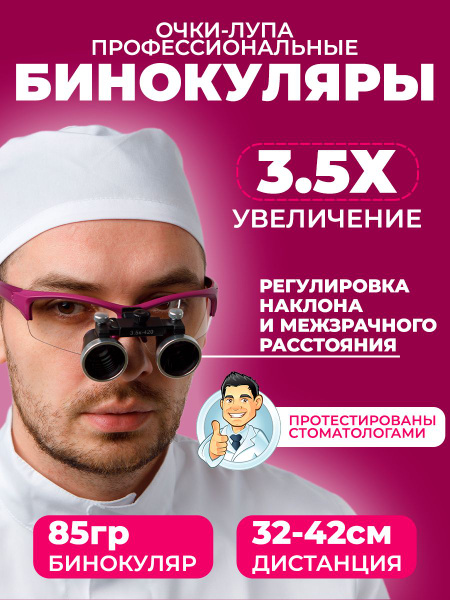 Бинокулярные очки лупа увеличительные 3,5х - купить с доставкой по ...