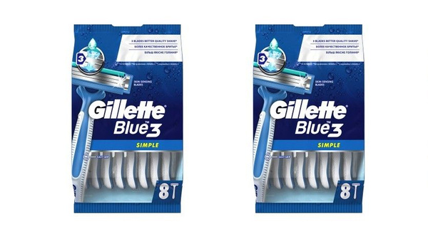 Gillette Одноразовая мужская бритва Blue3 Simple, 8 шт, 2 уп - купить с ...