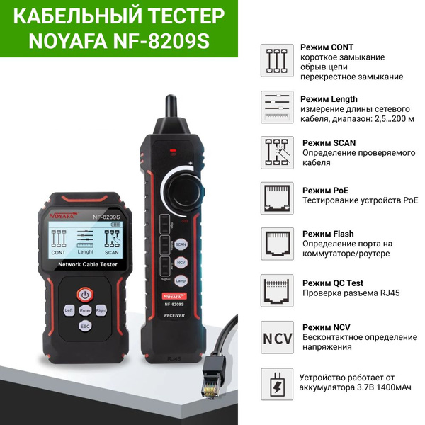 Кабельный тестер Noyafa NF-8209S купить по выгодной цене с доставкой по ...