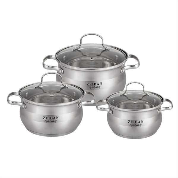 Набор кастрюль Zeidan, Нержавеющая сталь, 2,1 л, 3 л, 4 л - купить по ...