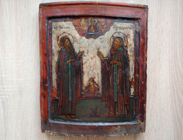 18 век. Икона Св. Зосима и Савватий Соловецкие, двойной ковчег купить ...