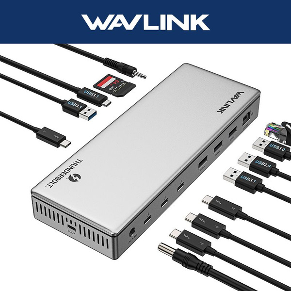 Док-станция WAVLINK Thunderbolt 4 98 Вт PD, одинарный дисплей 8K или ...