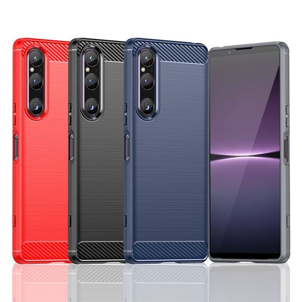 чехол на sony xperia 1 v углеродное волокно мягкое противоударный чехол ...