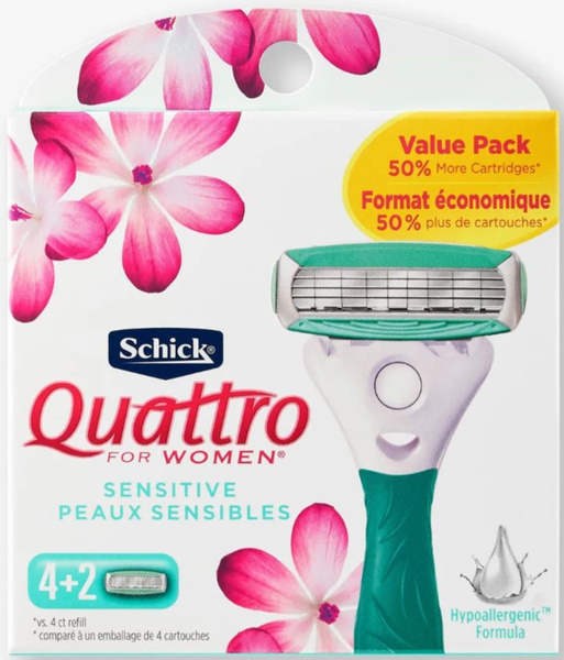 Schick Quattro for Women Sensitive Сменные кассеты 6 шт. - купить с ...