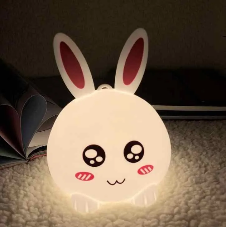 Силиконовый светильник HomeStore (Кролик розовыми ушками (3 круга на глазах))  #2