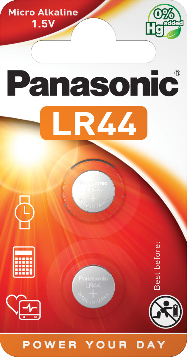Батарейка Panasonic Micro Alkaline LR-44EL/2B, дисковая щелочная, 2 шт
