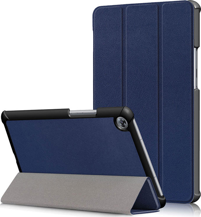 Чехол-обложка MyPads для Lenovo Tab 4 10 Plus TB-X704L/F тонкий умный кожаный на пластиковой основе с трансформацией в подставку синий