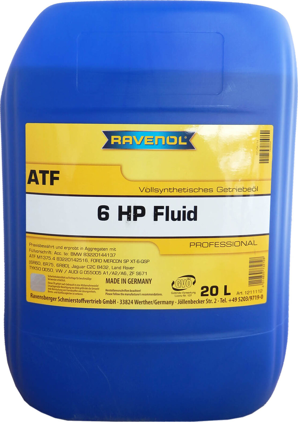 фото Трансмиссионное масло RAVENOL ATF 6 HP Fluid (20л) new