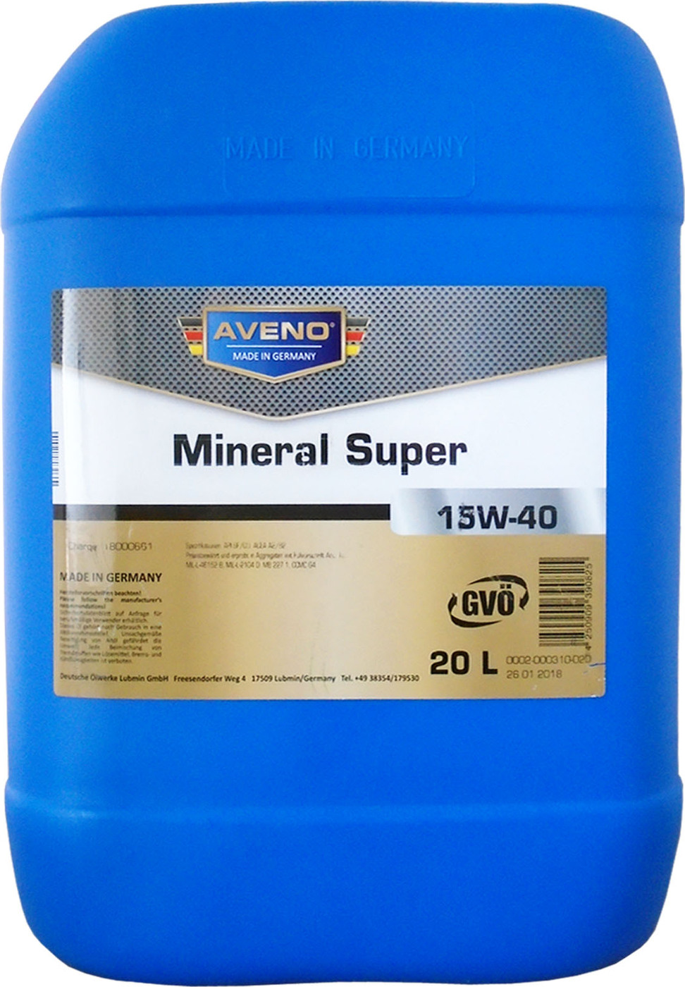 фото Моторное масло AVENO Mineral Super SAE 15W-40 (20л)