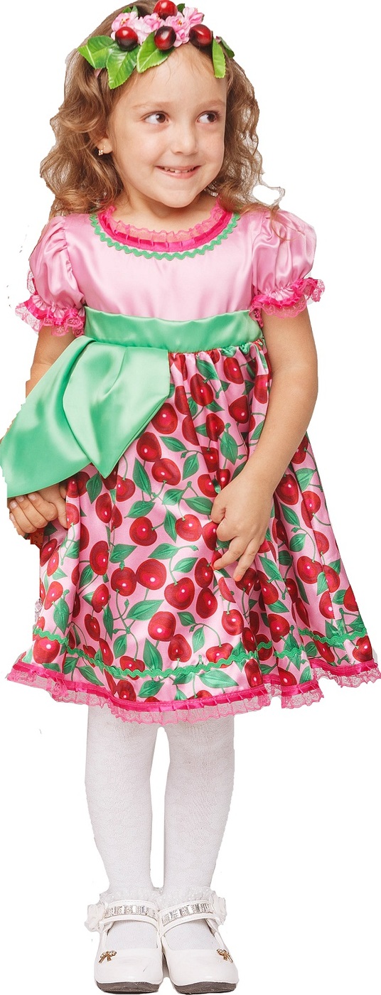 фото Карнавальный костюм Вишенка платье, ободок размер 128-64 Пуговка