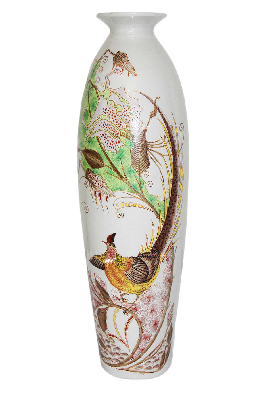 Ваза "крученая" 51 см, зеленая. Ваза ручная лепка. Ваза изгиб. Изогнутые вазы. Ваза белая лефард.