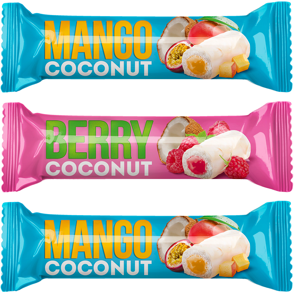 Кокосовые батончики Tropical Paradise ассорти с начинками: МАНГО ...