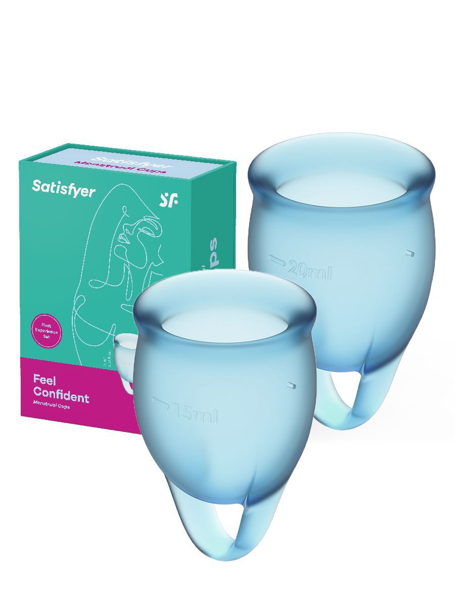 Менструальные чаши Satisfyer Feel Confident, 2 шт в наборе, синий J1762-6 - Satisfyer - Менструальные чаши - Купить