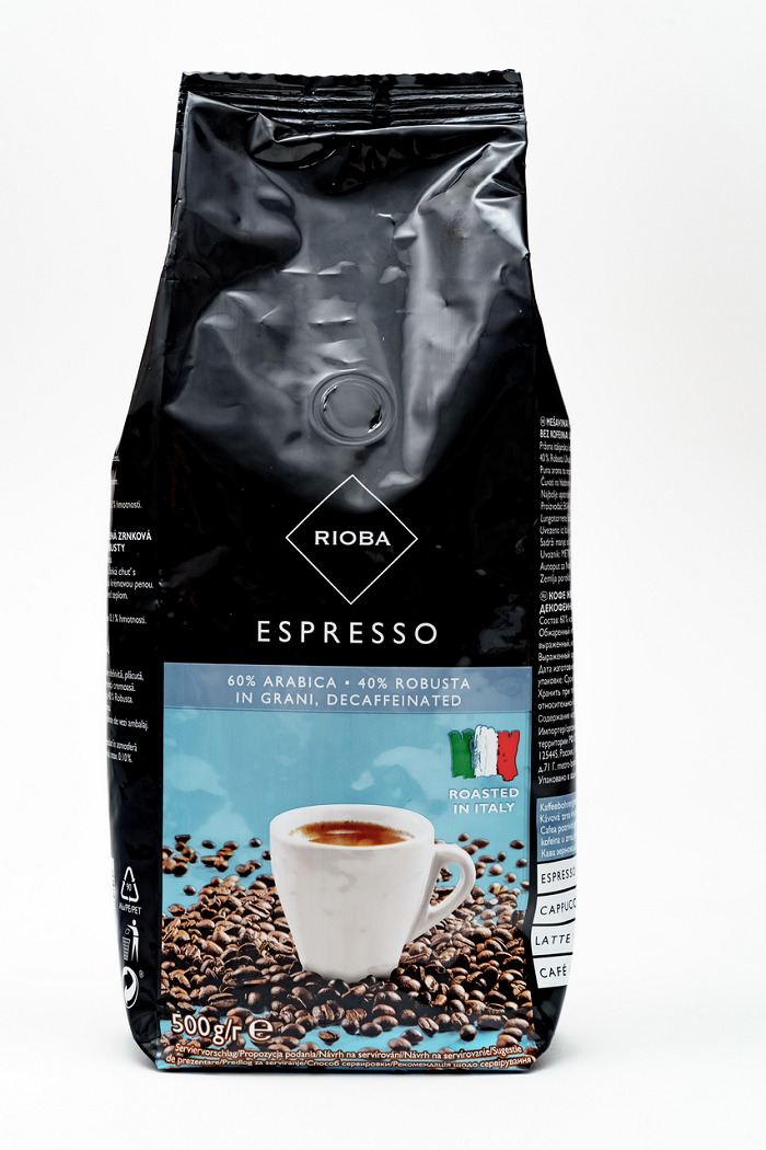 Кофе RIOBA Espresso Decaffeeinated 500г. в зернах без кофеина — купить ...