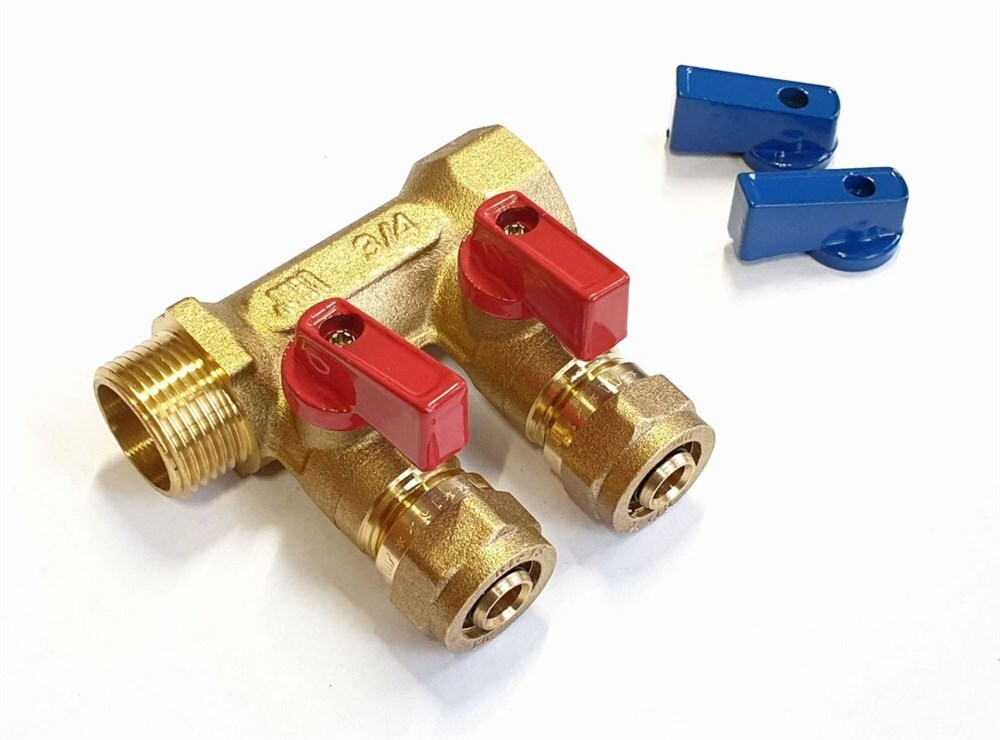 Коллектор для водоснабжения с вентилями 3/4\" х 16 , 2 отвода (евроконус ...