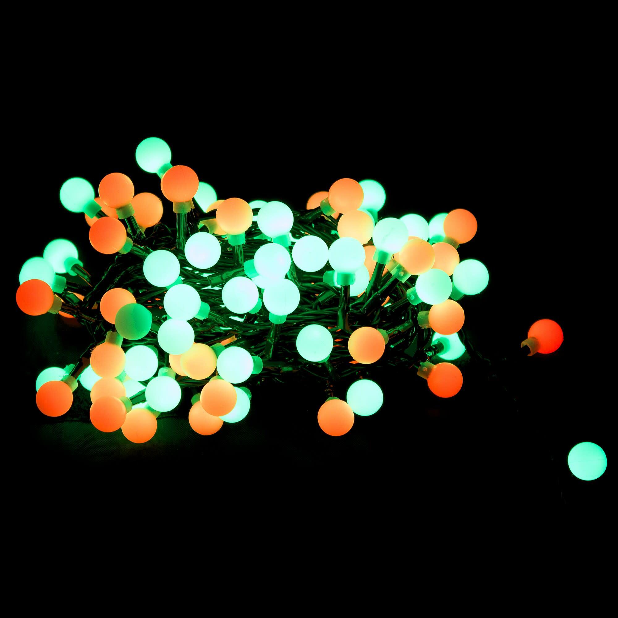 Гирлянда состоит из 100 лампочек 27 красных. Шар 100 led.