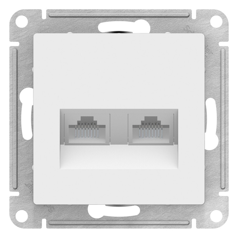 Schneider electric Schneider-electric ATN000185 ATLASDESIGN РОЗЕТКА двойная компьютерная RJ45+RJ45, кат.5E, механизм, БЕЛЫЙ