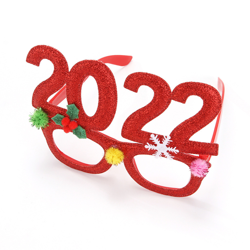 Характеристики Новогодние яркие карнавальные очки 2022 года красные ...