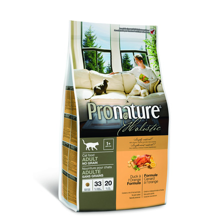 PRONATURE HOLISTIC ADULT 2,72 кг. Беззерновой сухой корм для взрослых кошек (С УТКОЙ И АПЕЛЬСИНОМ), 2,72 кг